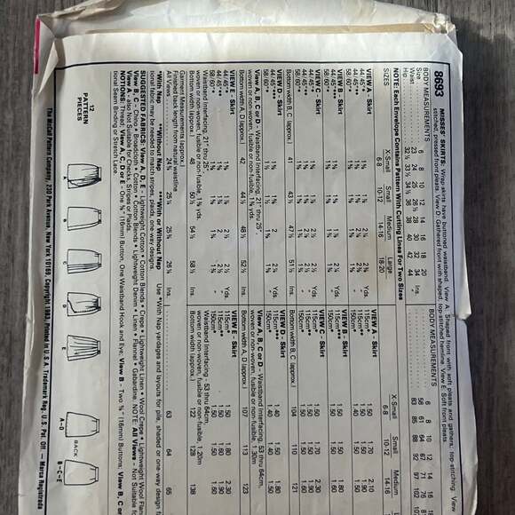 McCall's 8693 Misses' Wrap-skirt Pattern, 1983, Size Ex-small 6-8 - Picture 2 of 2